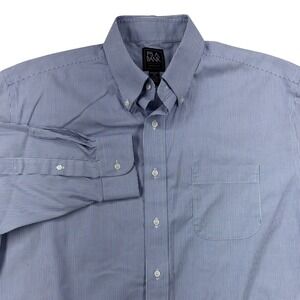 Jos. A. Bank Men's 17/32 Blue White Pin Stripe Button Down Preppy Career Job